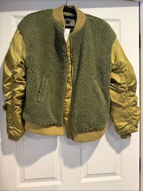 Olive Green Sherpa Bomber